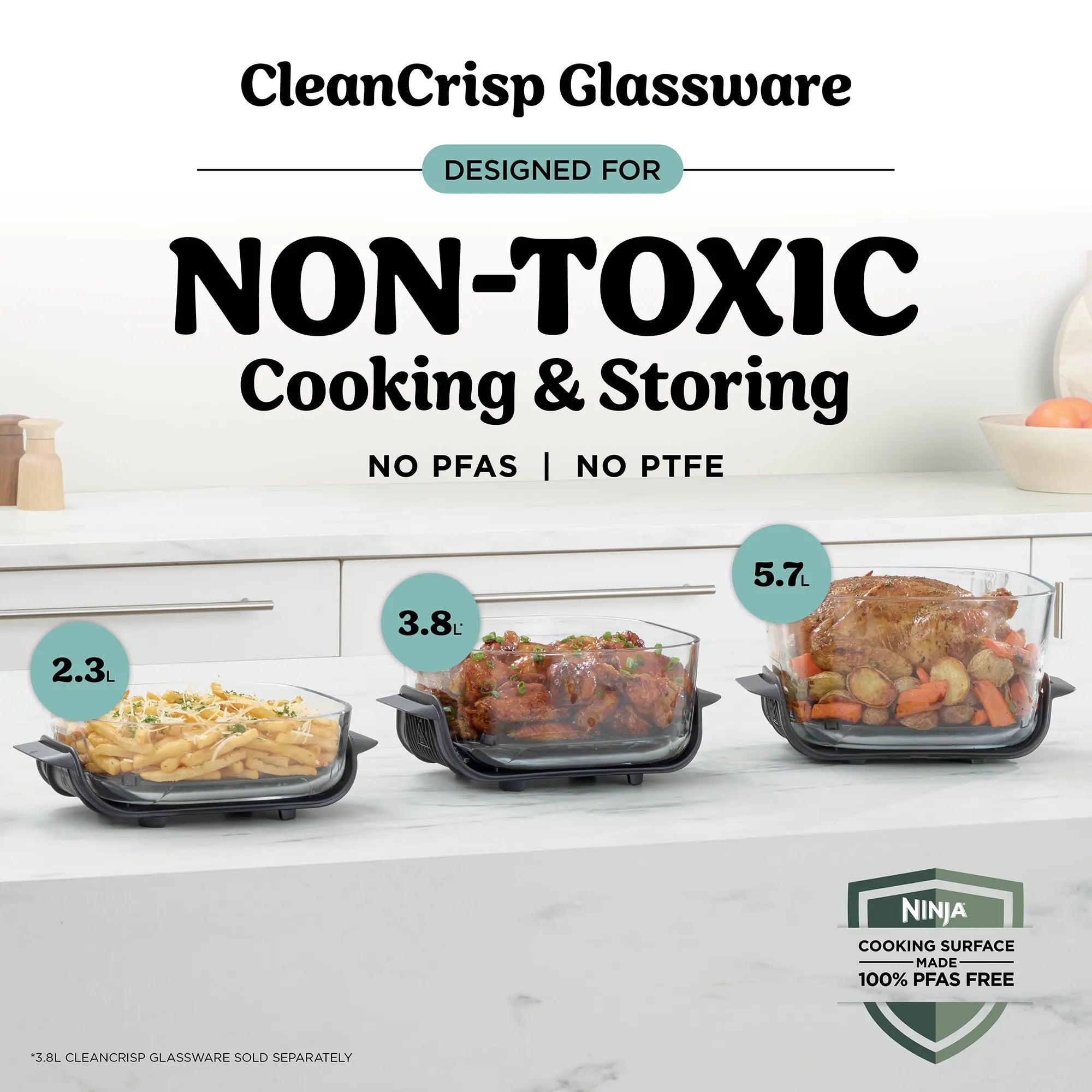 Ninja Crispi Pro 5.7L CleanCrisp Glass Container Pack